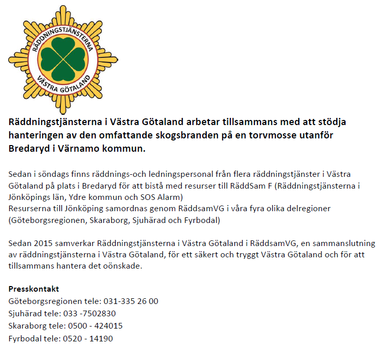 Gemensam räddningsinsats i Bredaryd