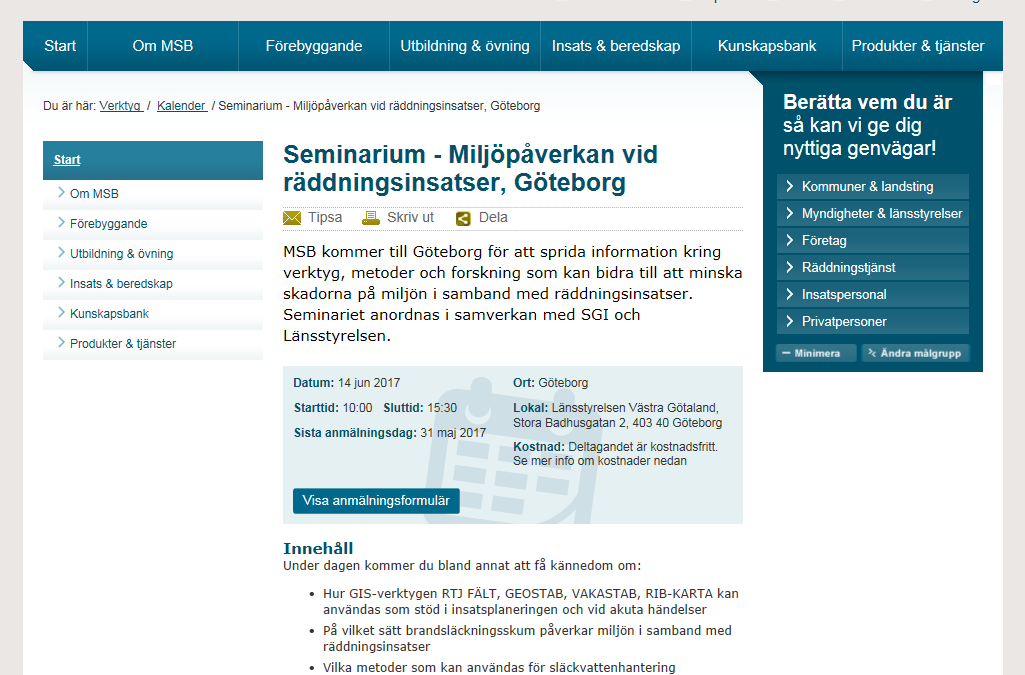 MSB ordnar dag om miljö