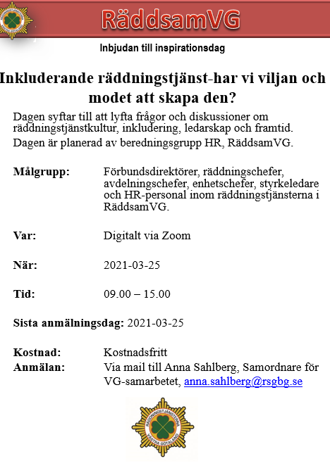 Inkluderande räddningstjänst, har vi viljan och modet att skapa den? 25 mars 2021